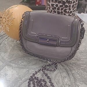 COACH WOMEN'S GRAY LEATHER CROSSBODY CHAIN BAG